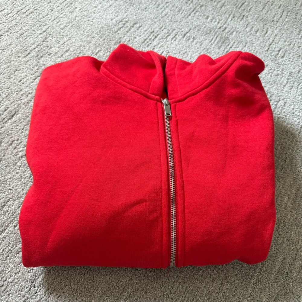 Zara Red Zip-Up Sweatshirt